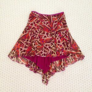 Authentic Diane Von Furstenberg silk print High Low flowy midi skirt
